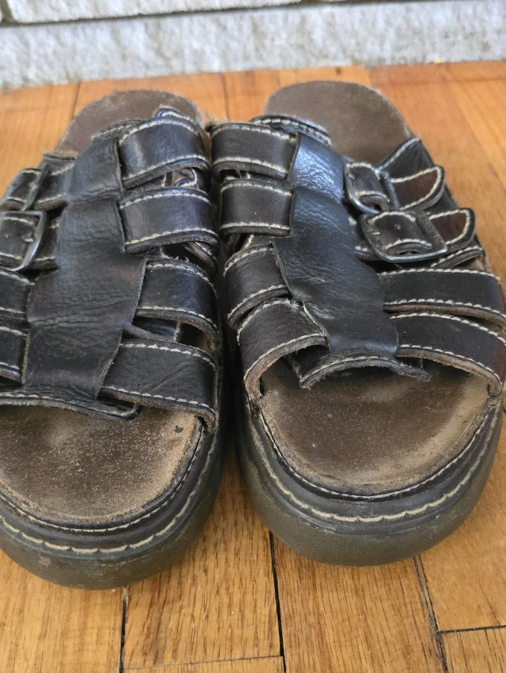 RJ Colt Leather Sullivan Pitstop Chunky Open-Toe Fisherman Sandals Sz 11M 90 Y2k